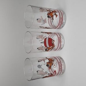 Vintage 1983 Olympic Korean OB Beer Glasses Mascot Hodori Tiger Set of 3